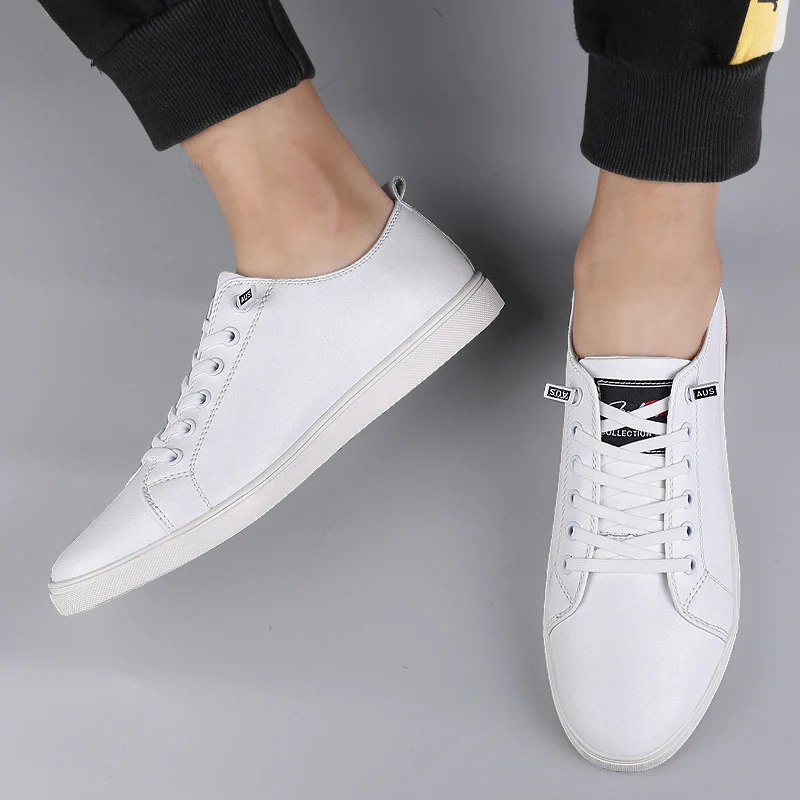 2024 New Arrivals Autumn Comfortable Lace-up White Casual Shoes Trend Cowhide Breathable Large Size Sneakers Men Shoes