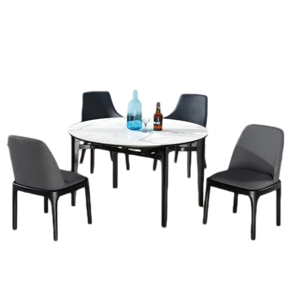 Nordic Italian style small apartment light luxury modern multifunctional marble top rock board dining table and chairs