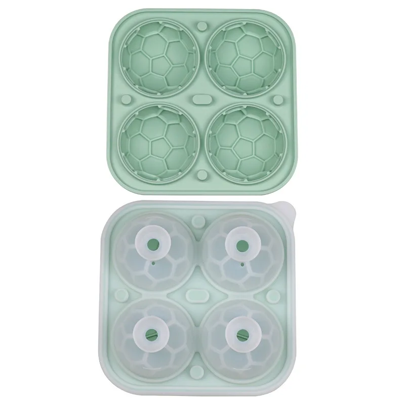 Custom design OEM/ODM football basketball shape ice cube ball tray silicone ice cubes molds with funnel