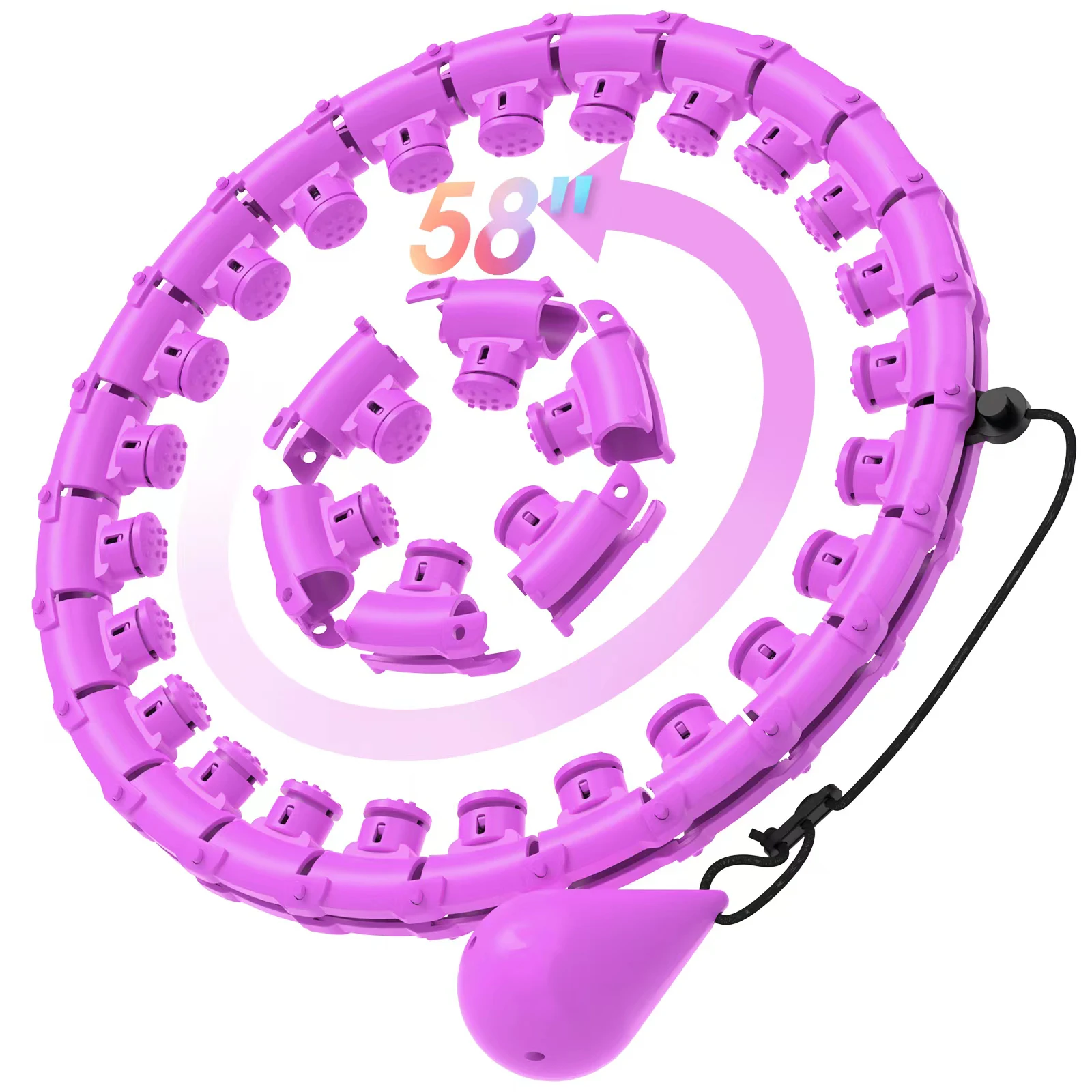 2 in 1 Adjustable and Detachable Hoola Fitness Hoop Weighted Circle Hoop for Adults Weight Loss Infinity Fitness Hoop