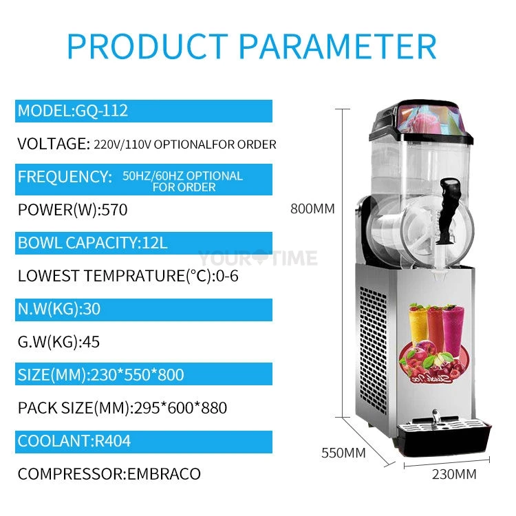 YourTime Commercial Frozen Drink Slush Slushy Making Machine Smoothie Maker Electric Snow Melting Machine