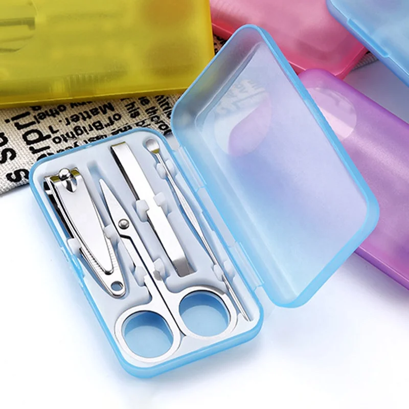 Promotion stainless steel Nail Clipper Scissor Tweezers Pedicure Tool kit mini gift Box Manicure Sets for mothers day gifts 2021