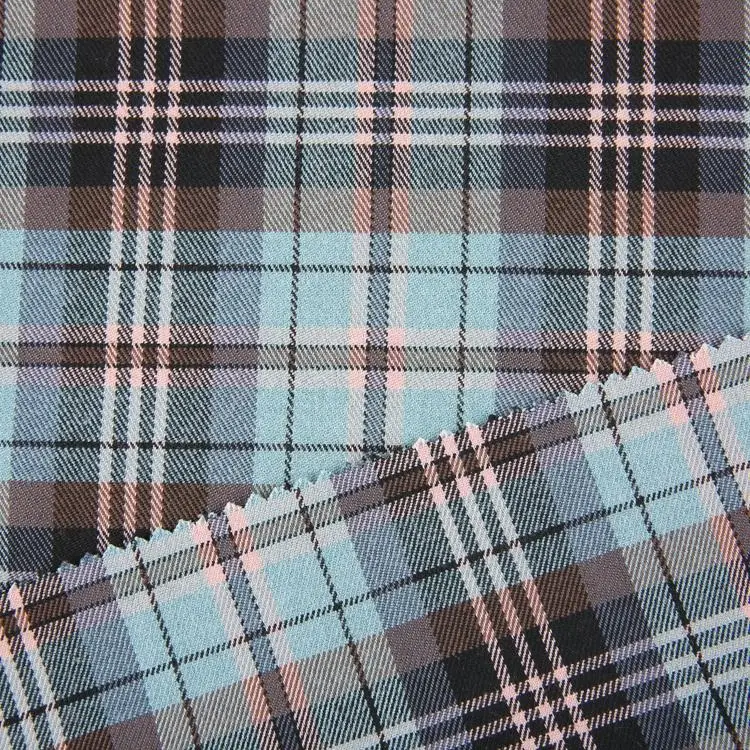 TR woven plain dyed stretch multicoloured checked grid print striped big plaid scottish school uniform design check skirt fabric
