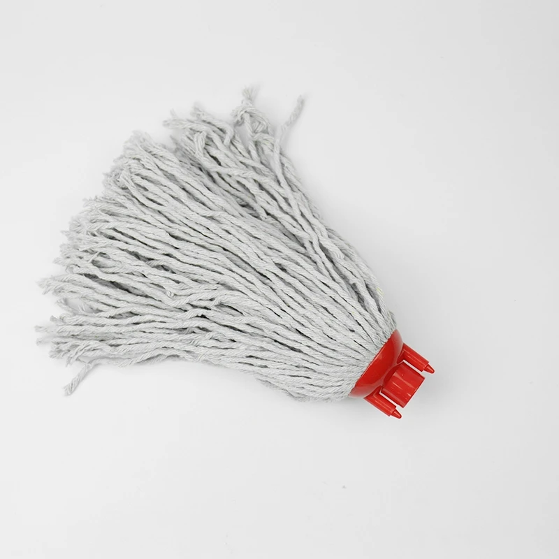 High Quality White Cotton Mop Head Plastic Screw Head Best Water Absorbent Wet Cotton Yarn Strip Mop