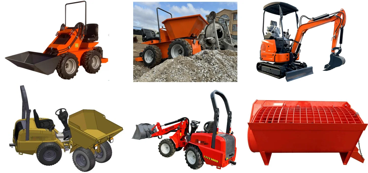 high quality 4 wheels hydraulic lift petrol mini skid steer dumper