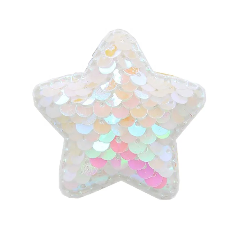 Customized Wholesale Low Cost Sew on 3D Padded Gold Reversible Sequin Multi Color Star Patches DIY Sequin Star Padded Applique