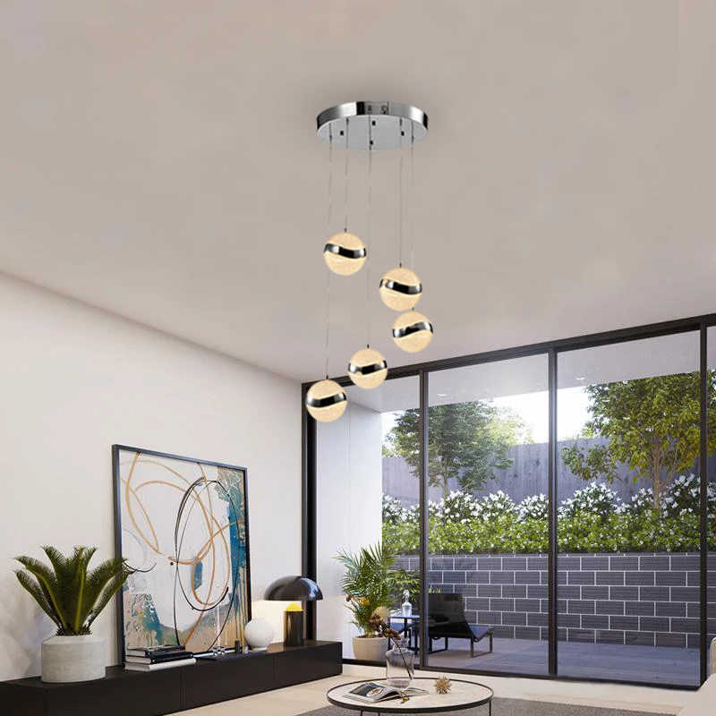 Modern creativity lighting metal frame glass lampshade led pendant light