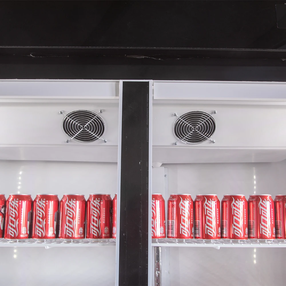 Commercial Two-Glass Door Beverage Refrigerator Upright LED Display Cooler Store Use Cold Drinks Red Bull Storage Restaurants