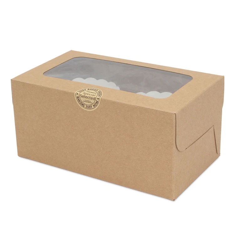Y51 folding window drawer packaging kraft paper gift box for tea Dessert Cake paper box with full see through PVC lid
