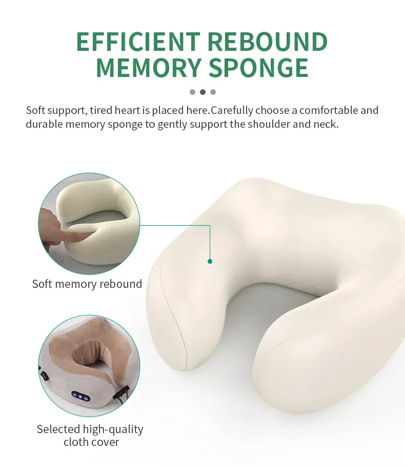 2022 Amazon Best Selling  Wholesale Rechargeable U-Shaped Pillow Electric Heated  Massage Products Neck Back Massage Pillow