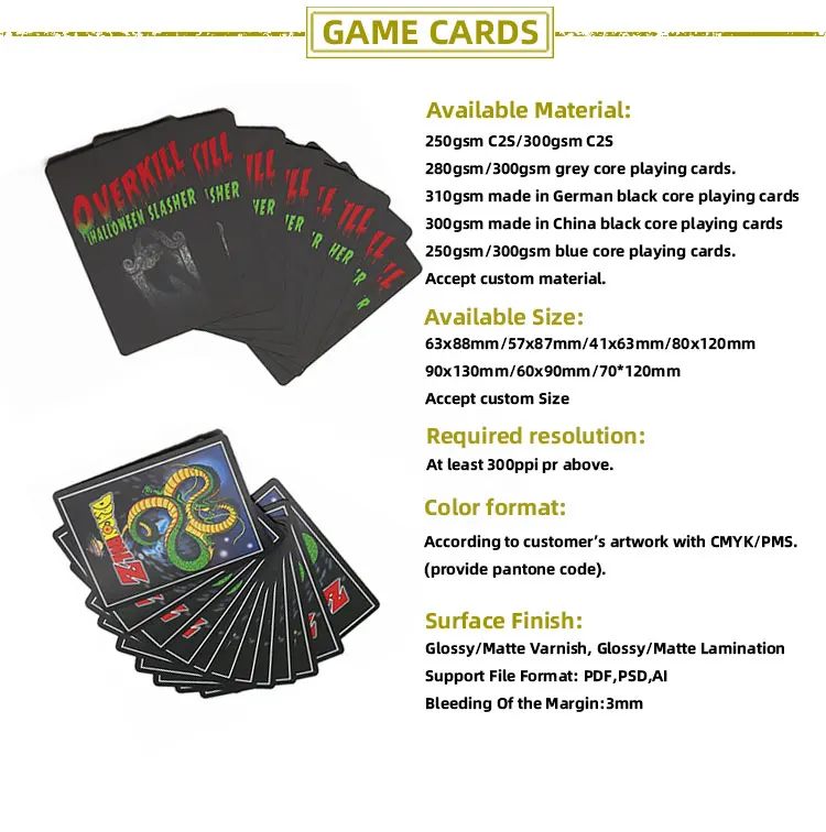 HS print playing cards custom logo board game card printing