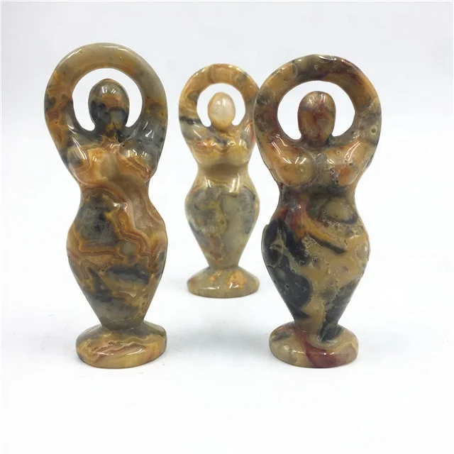 New product natural crazy agate goddess figurines crystal carving dancing girl statue of liberty for decoration