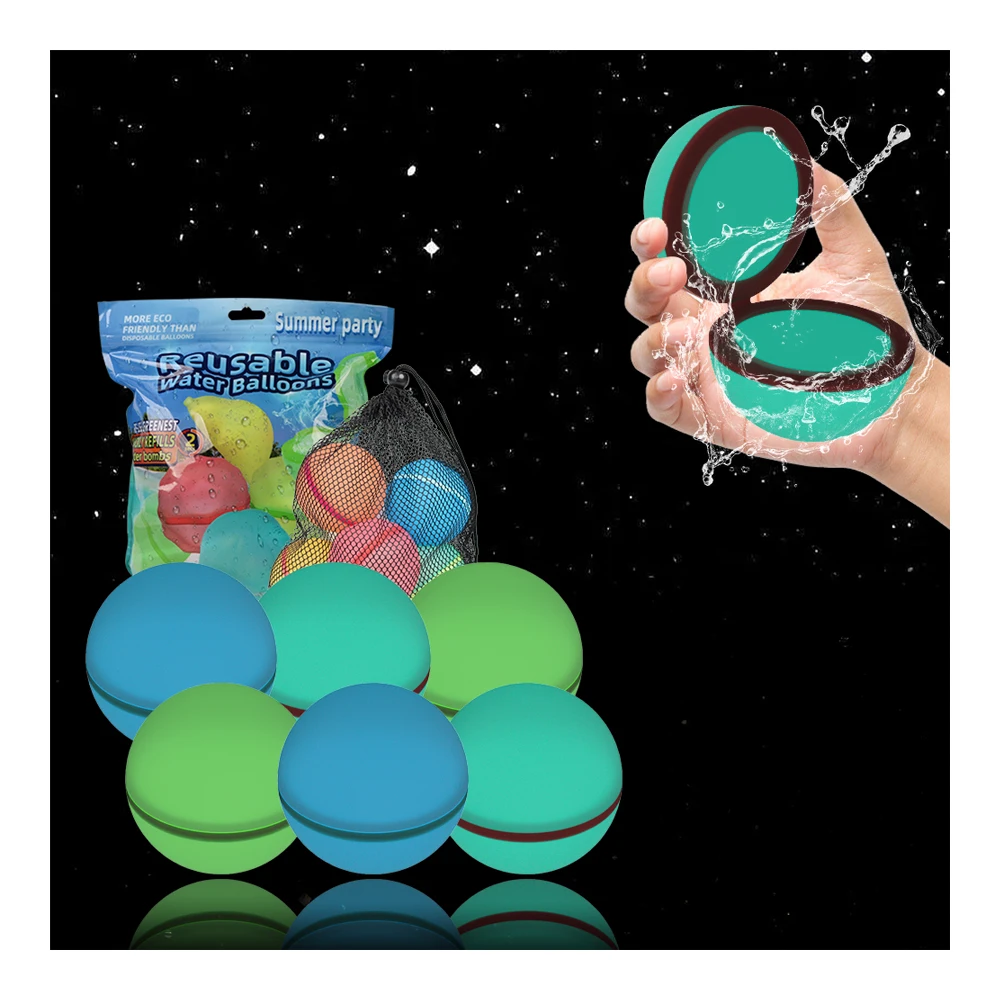 Custom Logo 12 Pack Luminous Refillable Water Balls Silicone Self Sealing Magnetic Quick Fill Reusable Water Bomb Balloons