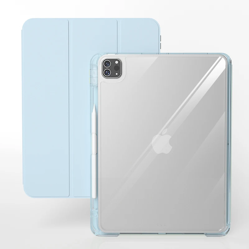 New Design Detachable Tablet Covers Transparent Acrylic PU Leather Case For iPad Air 4 5 10.9 Pro 11 2020 2022