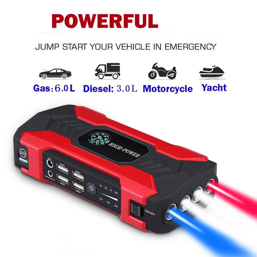 High Power Li-polymer Multi-function 12V Car Power Bank Jumper Starter 99800mAh Portable Jump Starter Jump Start Battery For Car