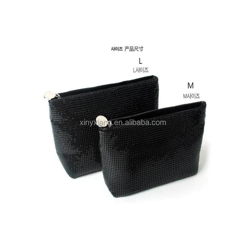 Factory Custom Aluminum Metal Mesh Clutch Handbag Leather Cosmetic Bag Evening Purse with Style