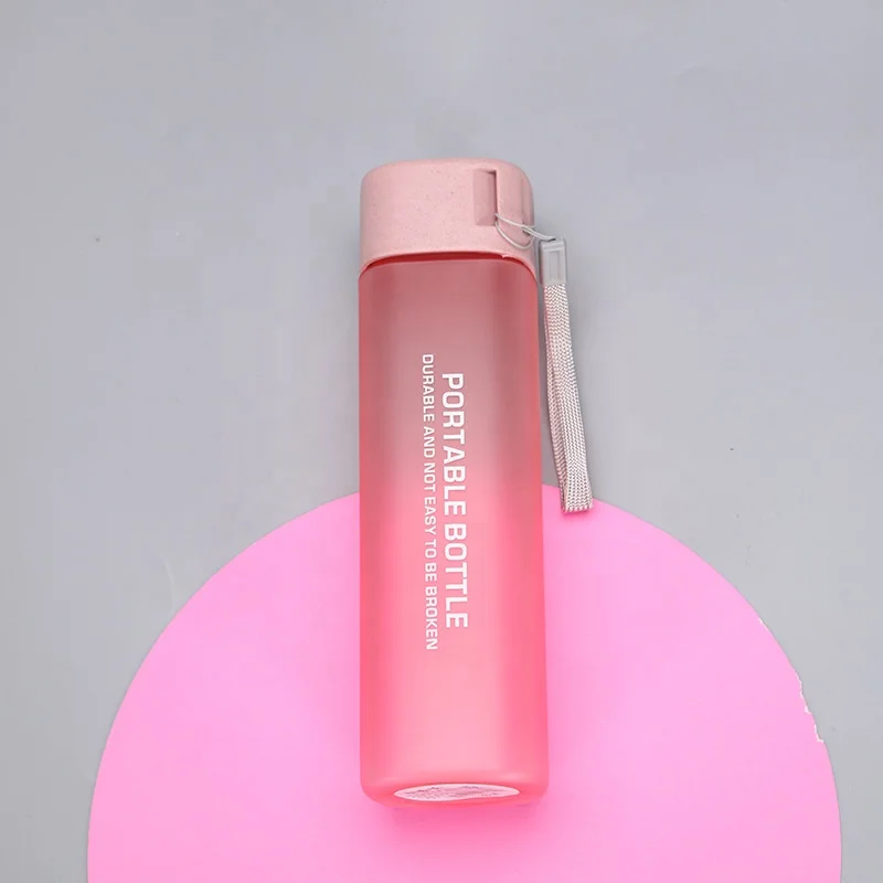 500ml Promotion Gift Square Lid Plastic Custom Water Bottles Bamboo Lid Foldable Water Bottle