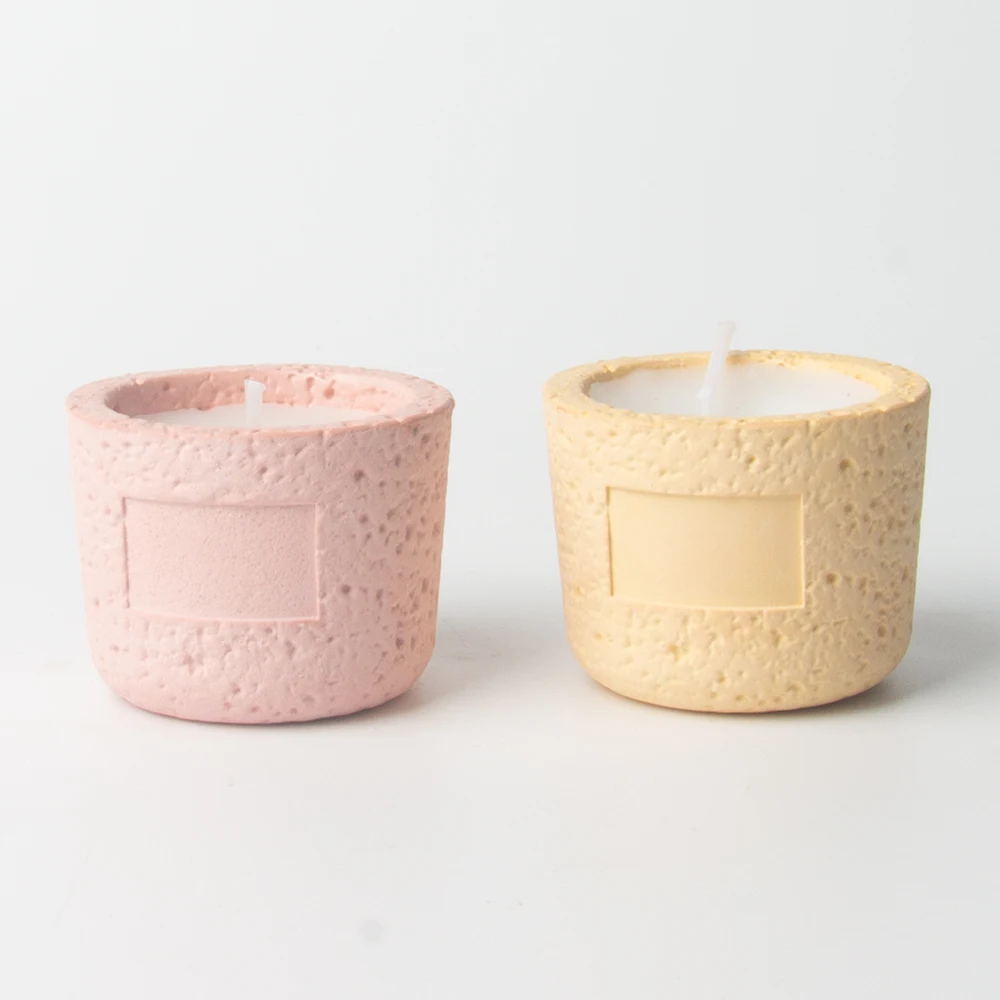 Wholesale Candle Jars Custom Engraved Logo Small Cement Candle Holder Vessels for Home Decoration Candle Containers for Scents