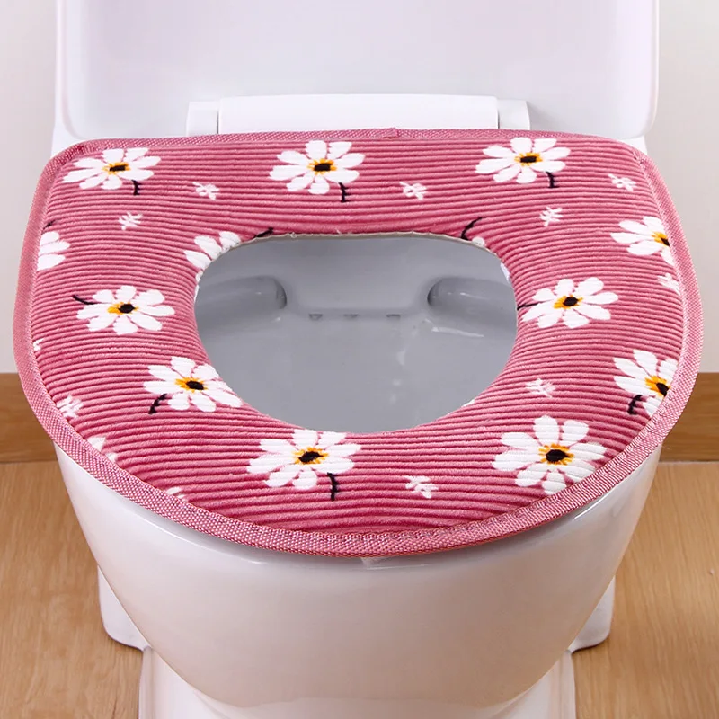 Wholesale High Quality Bathroom Warm Toilet Seat Cover Washable Acrylic Plush Paper Cushion Cover with Zipper for Household Use