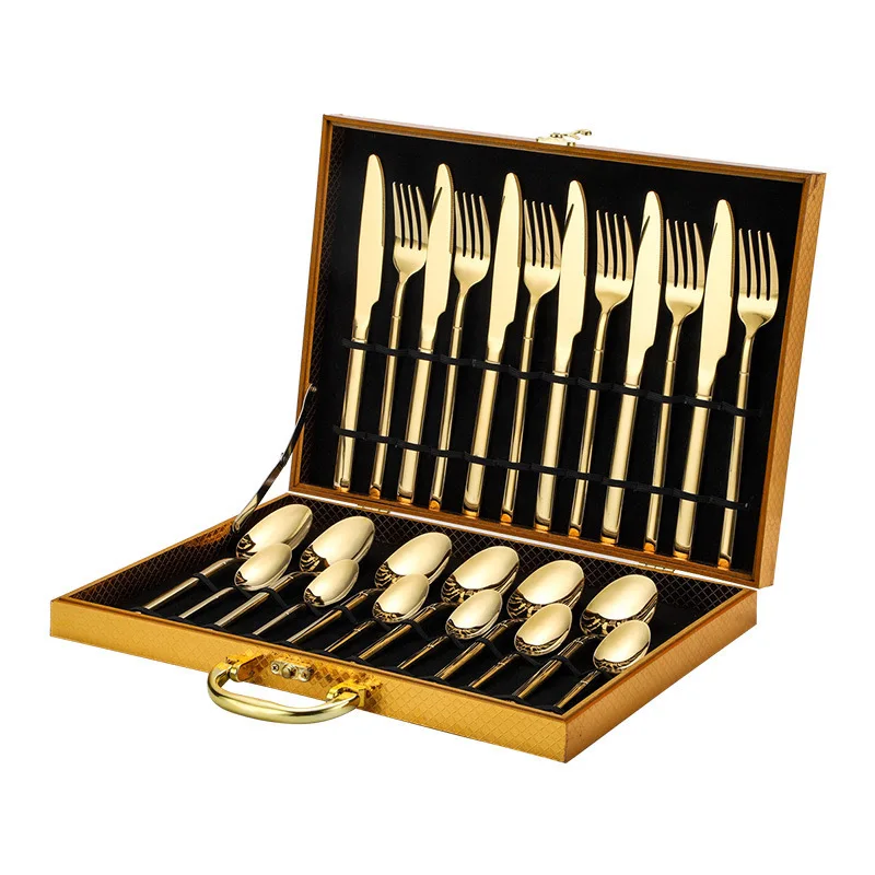 Hot Sales Stainless Steel Wedding Fork Spoon and Knife Set Bamboo Handle Stainless Steel Cutlery