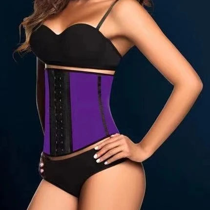 American fitness plus size lace up black latex vintage corset belt bodysuit waist trainer for women