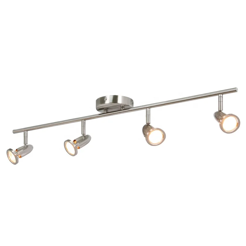 Modern Ceiling Track Light Bar Fixture Brushed Nickel Adjustable Track Lighting for Kitchen Dining Room