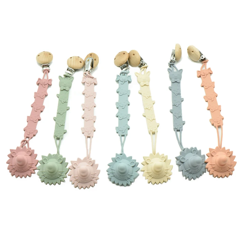 Wholesale Chewable Wooden Silicone Dummy Pacifier Clip Silicone Baby Pacifier Clip Chain
