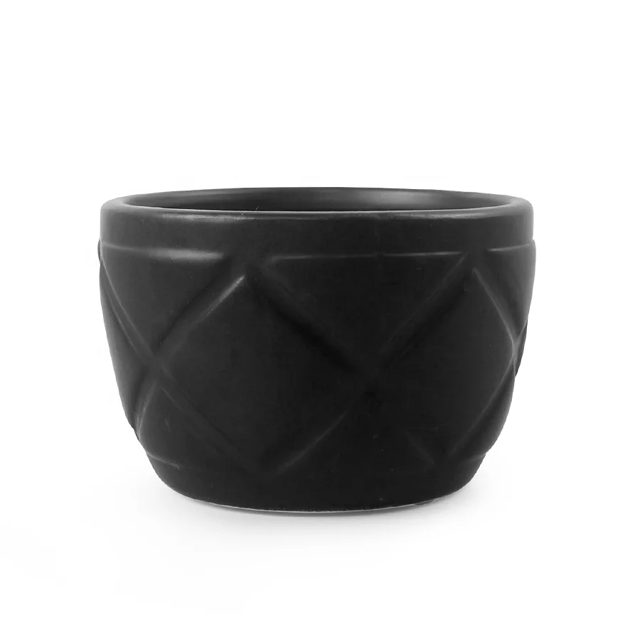 Modern  Black Ceramic Cactus Pot Small Flower Pot Stoneware Succulent Plant Pot for Garden Home Decor
