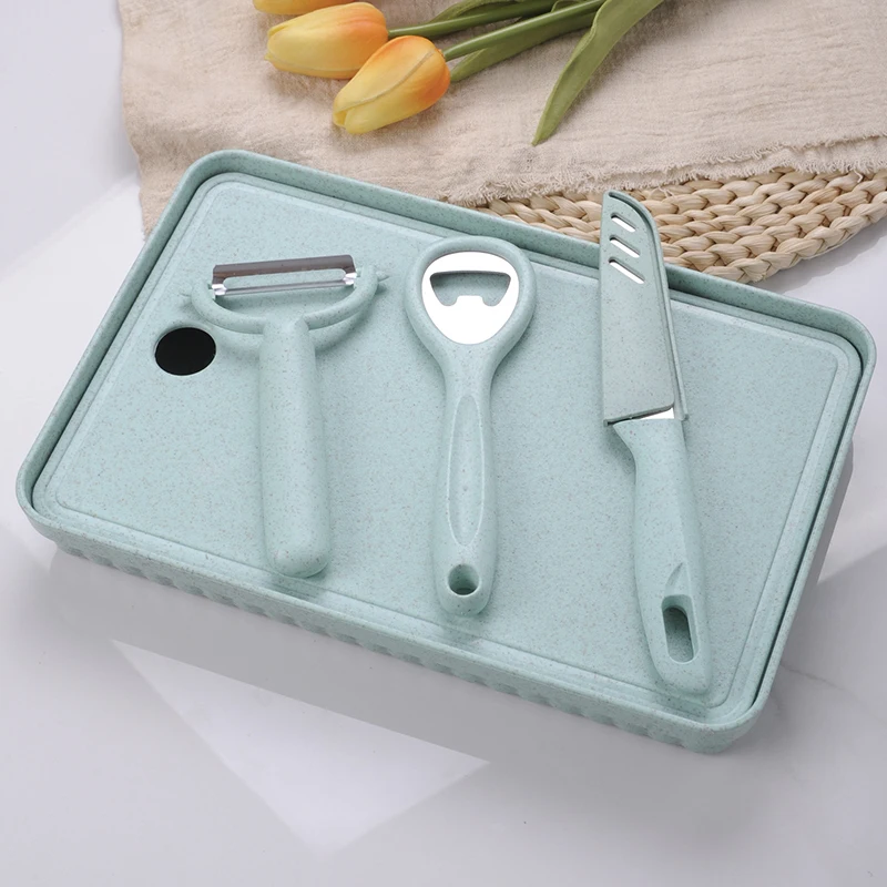 5-piece set with knife melon planer corkscrew cutting board bottom box fruit plate kitchen tool
