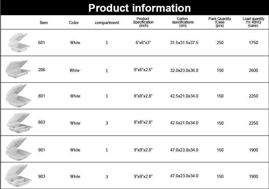pp801 to go 8 x 8 inch mfpp hinged lid microwave food containers eco-friendly  food packing black color heavy duty clamshell
