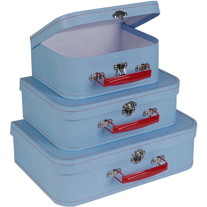 Индивидуальная цветная печать на заказ Детская подарочная упаковка жесткая картонная мини-коробка для чемоданов с ручкой