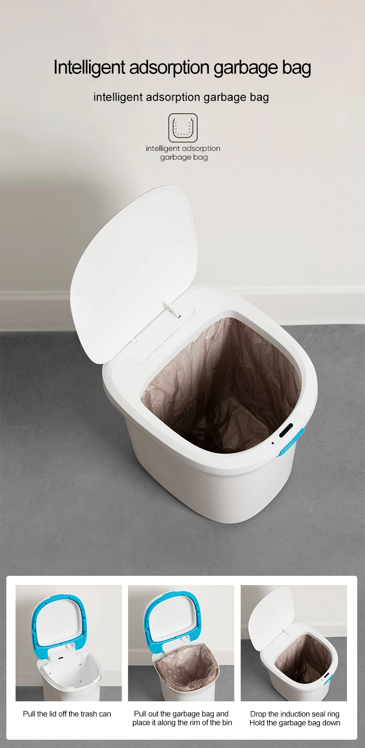 Electronic Ultrasound Fill Automatic Smart Trash Bin With Sensor For Kitchen Bathroom