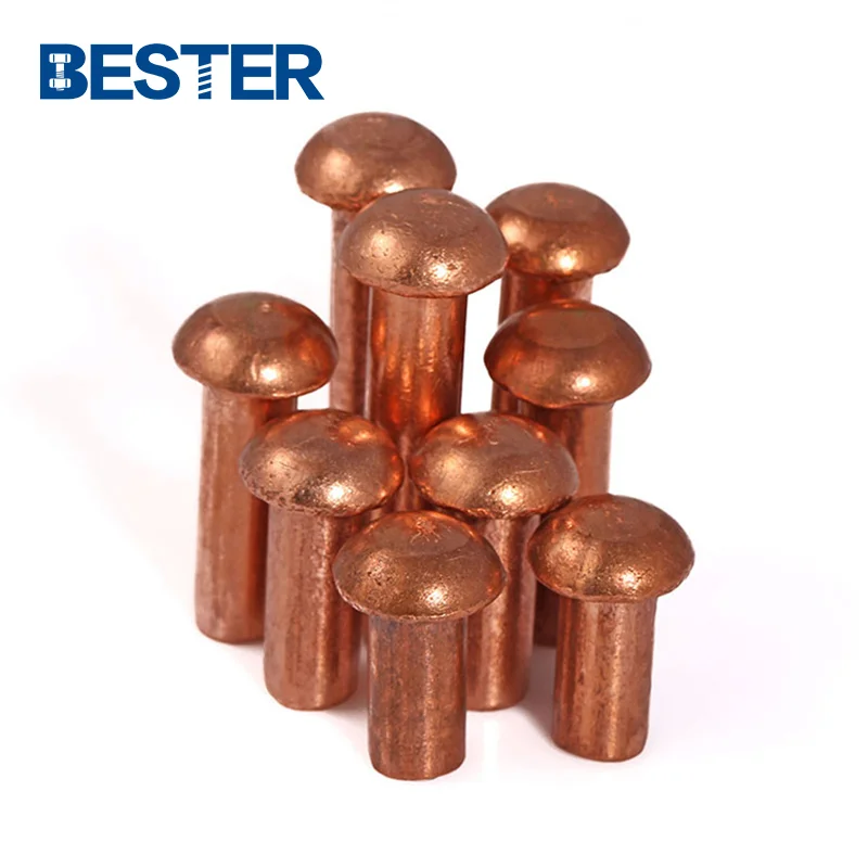 red pure copper brass round dome mushroom truss head solid rivet