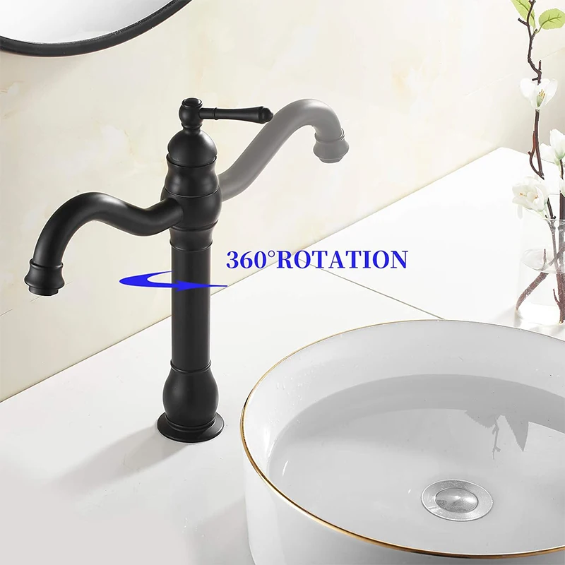 Solid Brass Tall Toilet Basin Faucets Brushed Water Tap for Bathroom Sink Vanity Washbasin Faucet with Hot Cold Water Mixers Tap