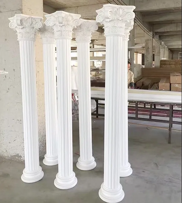 LG20180108-13 Decorative White Fiber Glass Round Pillars and Columns for Interior Wedding