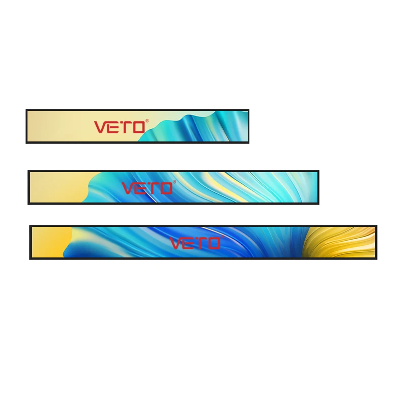 VETO 23.1 Inch Custom Size Indoor Stretched Bar Panel Android Shelf Edge Advertising Media Player Bar Lcd Display