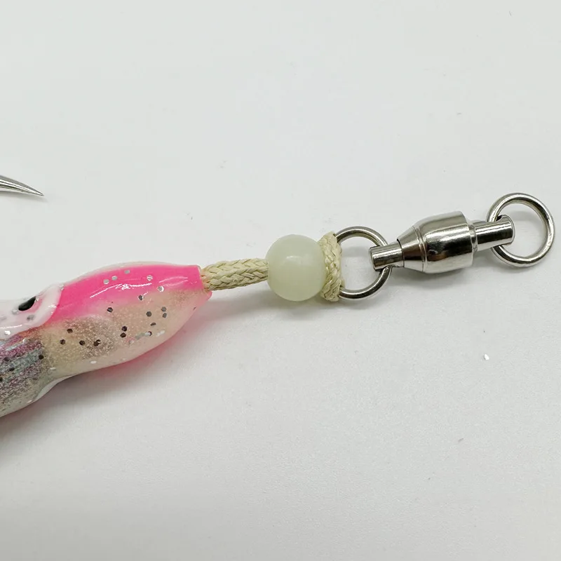 OEM 1/0-5/0# bionic squid skewer hooks luminous double jig hook with squid skirt saltwater double assist octopus jigging hook