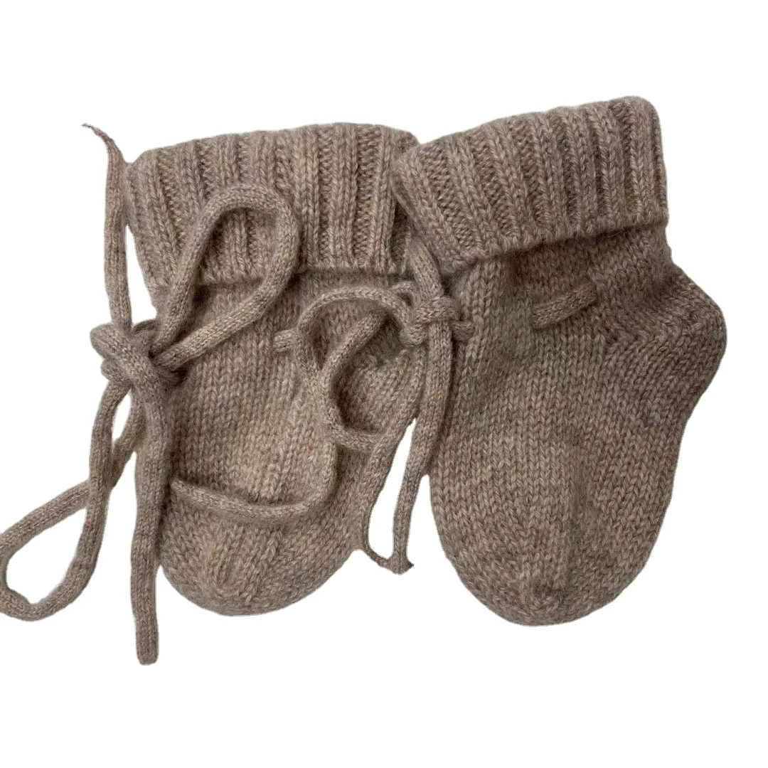 Вязаные кашемировые ботинки для новорожденных носки малышей от 0 до 3 месяцев