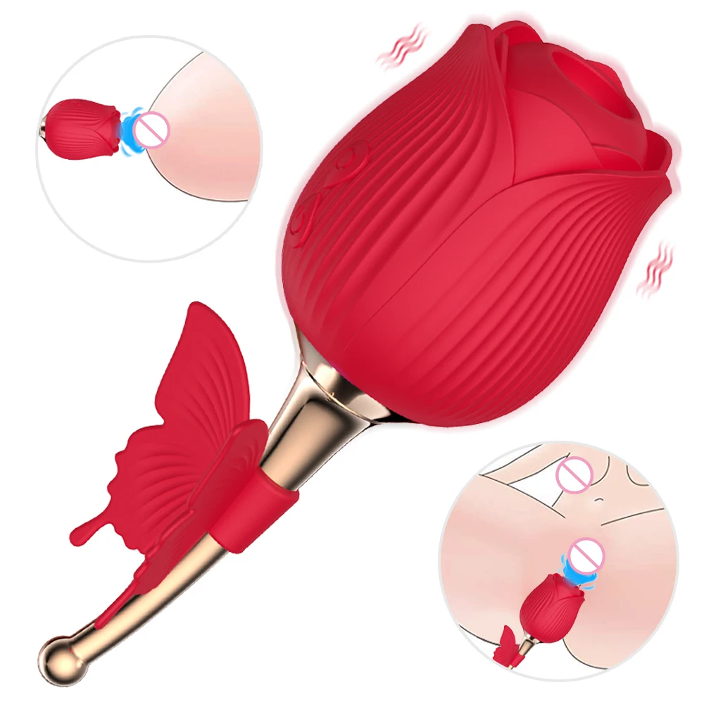 Rose Vibrator Shape Powerful Vagina Sucking Vibrator Nipple Sucker Oral Licking Clitoris Stimulation Sex Toys for Women