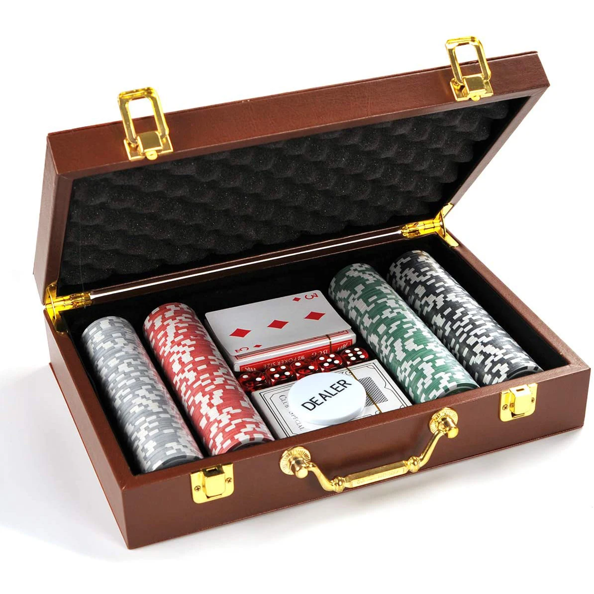 Custom Metal Wooden Poker Chips Pu Leather Case Box Baccarat Poker Chip Sets With Acrylic Box