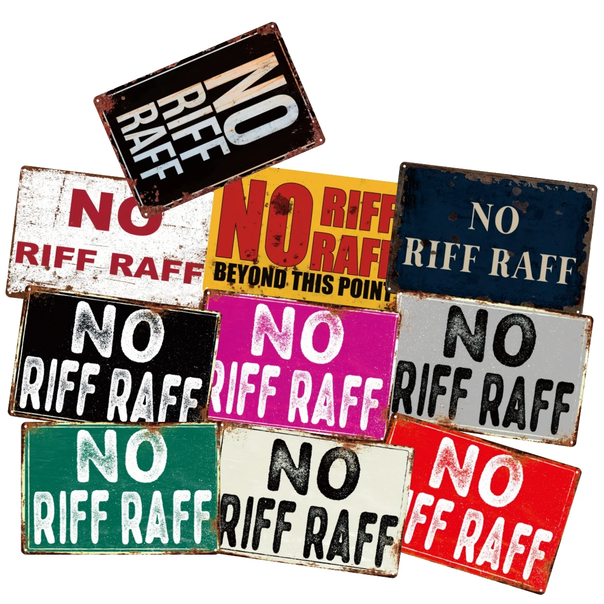 No Riff Raff Metal Signs Man Cave Tin Signs Hanging Wall Plaque Kitchen Shed Garage