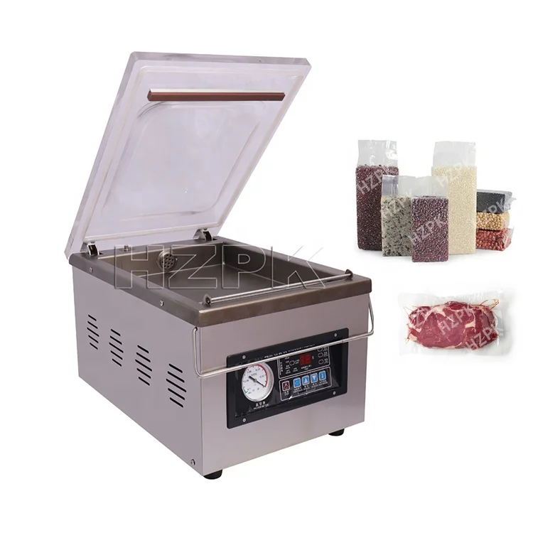 HZPK Semi Automatic Kraft Paper Rice Vegetable Meat Vacuum Food Packing Sealing Machine Commercial CE