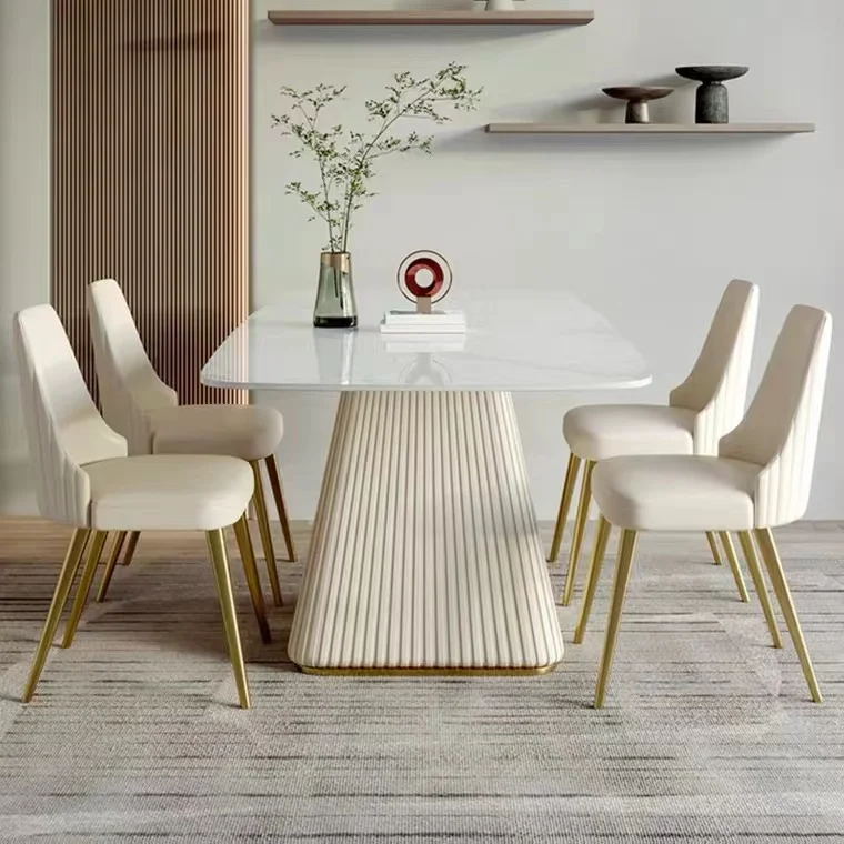 Dining Table and Chair Set Luxury Modern Marble Texture Restaurant Home Furniture Dining Room Dinning Table Set Dining Table Set