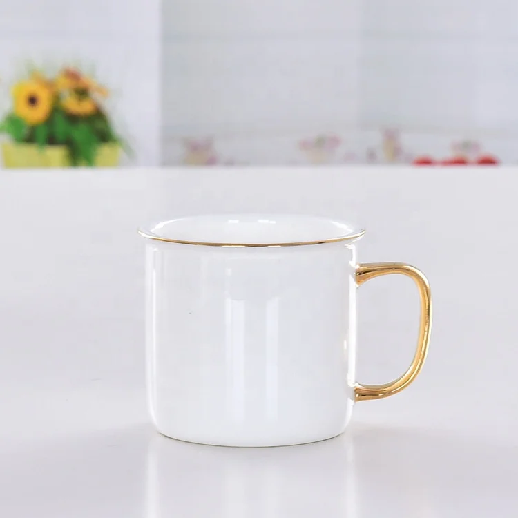 High quality Ceramic coffee mugs Gold rim Bone China  Mugs  with Golden Handle for drinking water coffee tea