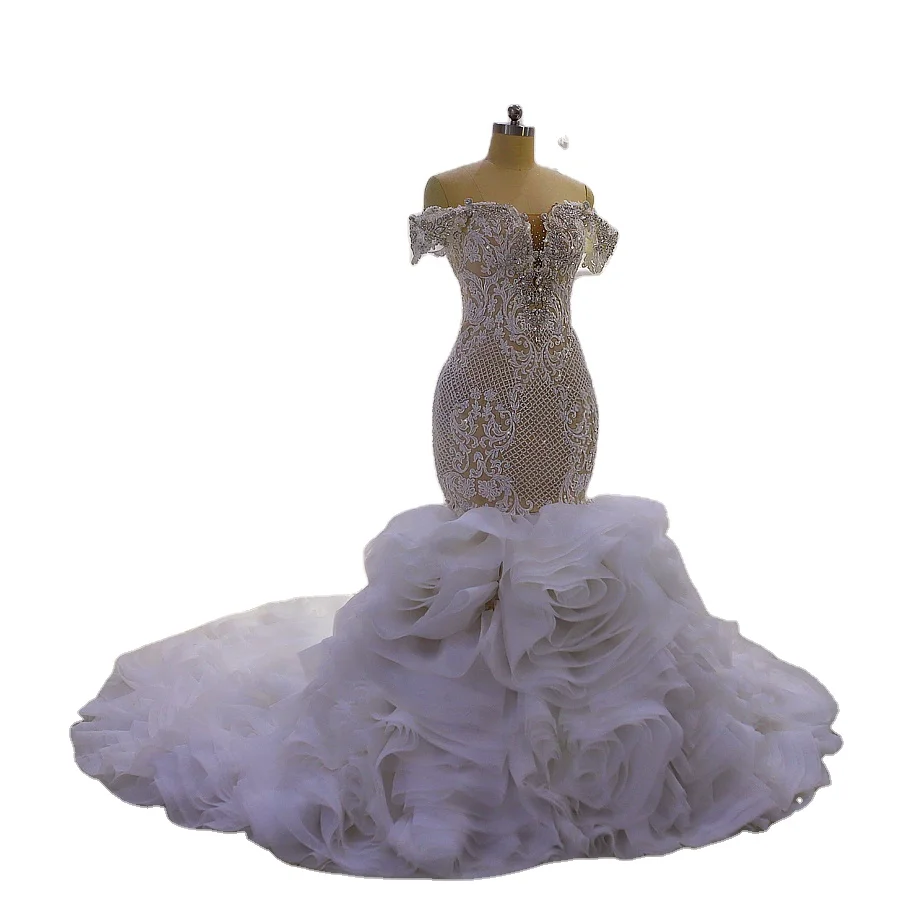 2022 Mermaid Wedding Bridal Dress One Line Beaded Simple Sexy Sweetheart Plus Size Dress