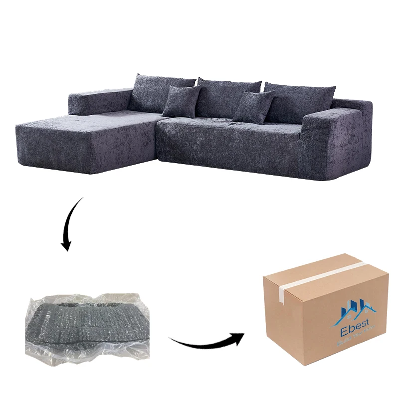Fabric Compressed Sofas Sectional Vacuum Full Compression Sofa Sponge Packed Compressed Sofa Bed