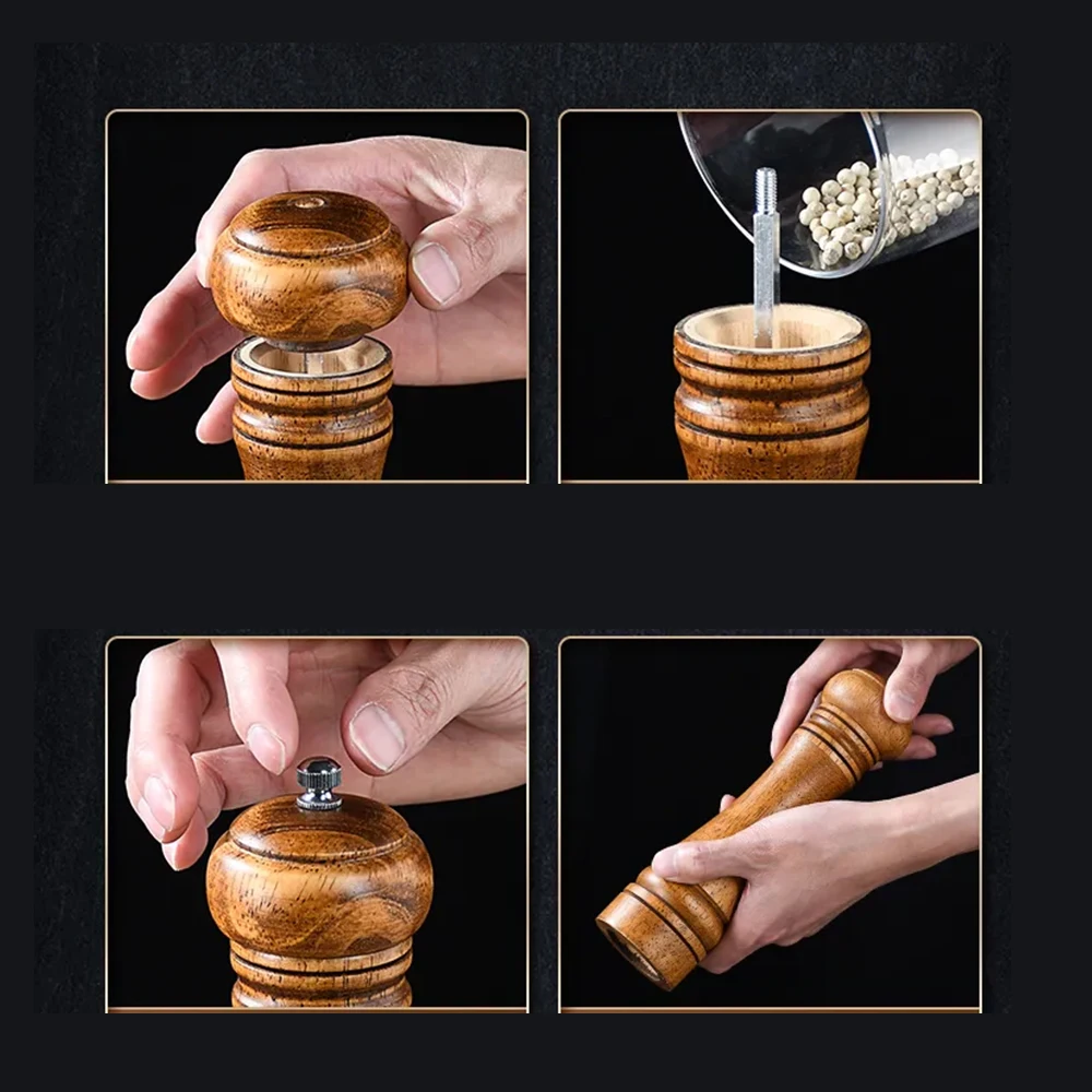 Factory Price Multifunction Solid Wood Adjustable Pepper Mills Spice Mill For Home And Kitchen