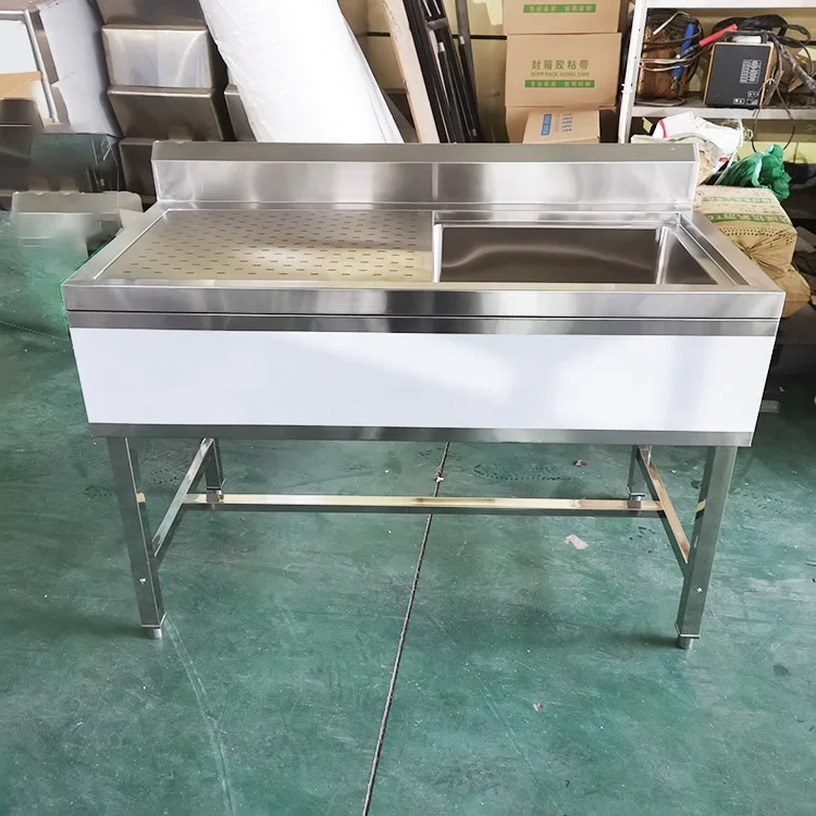 Customized Factory Wholesale Stainless Steel Washing Sink with Adjustable Drain Board Commercial Industrial Kitchen Sink
