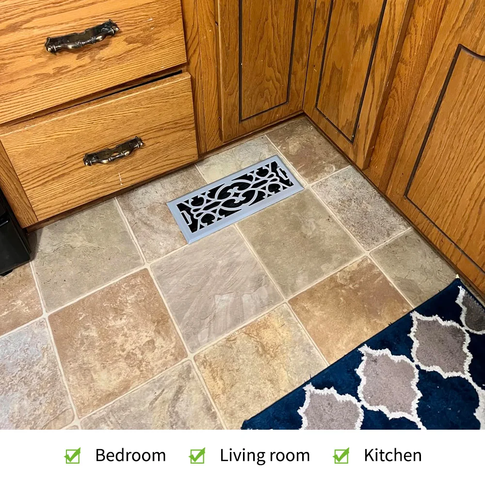 Lakeso Heavy Duty Walkable Floor Register Neoclassical Design Antique Brass Vent Cover for Home Floor