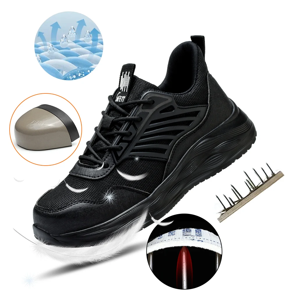 Hanagal Low Height Oil Resistance Alloy Toe Industrial Work Shoes Slip on Fashion Safety Sneakers for Work and Daily Wear